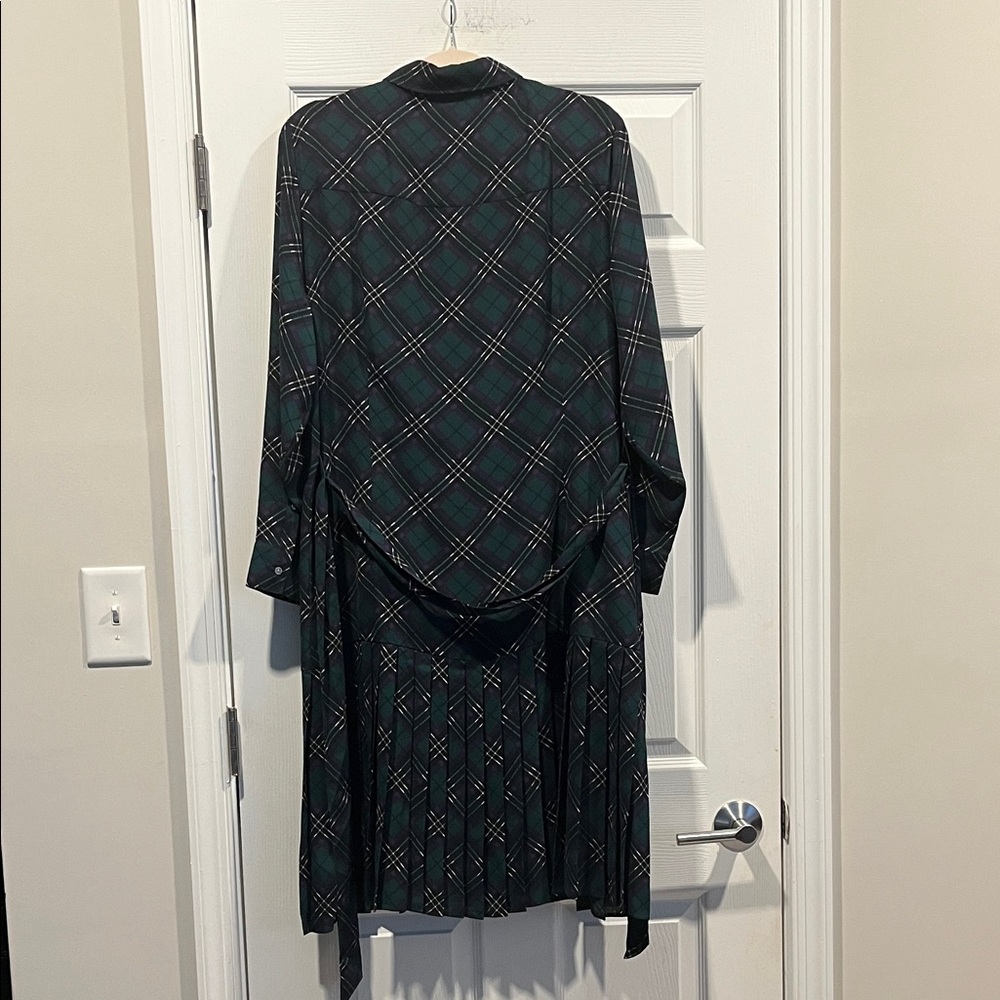 UNTUCKit Green Plaid Long Sleeve Dress With a Belt.Size 16 - Picture 7 of 16